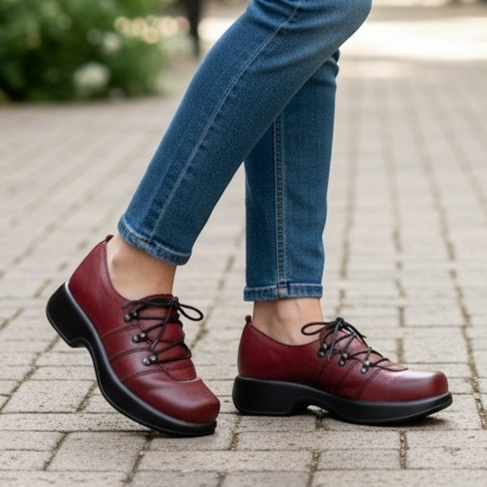 Dansko Janika Womens Oxford Shoes Size 36 US 5.5-6 Walking Comfort Red Leather